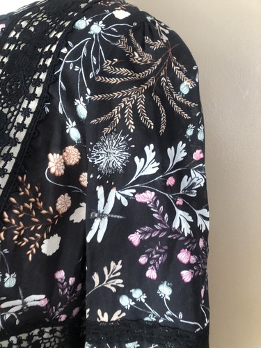 Anthropologie Moulinette Soeurs Kerstin Black Floral Boho Tunic Dress Size 2 - Picture 10 of 12