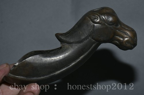 6" Antikes Chinese Bronze Fengshui Zodiac Tier Pferd Kopf Büste Statue Skulptur