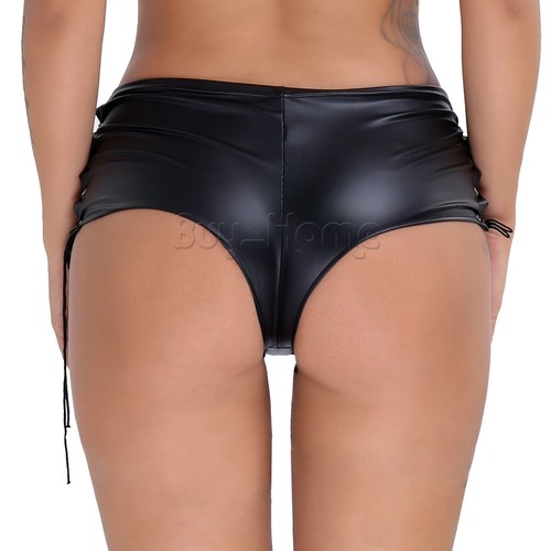 Sexy Womens Latex Leather Panties Lingerie Thongs Briefs Shorts Bikini Underwear - Picture 15 of 33