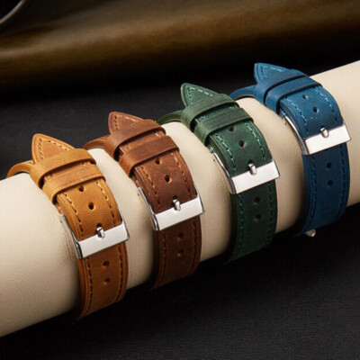 Premium Genuine Leather Watch Straps Mens Wristband Quick Release 18mm 20mm 22mm