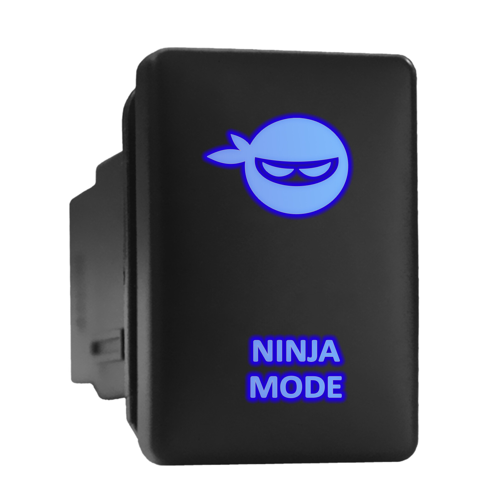 Ninja Mode Blue LED Backlit Switch Short Push Button 1.28x0.87 Inches Fits Toyota-image