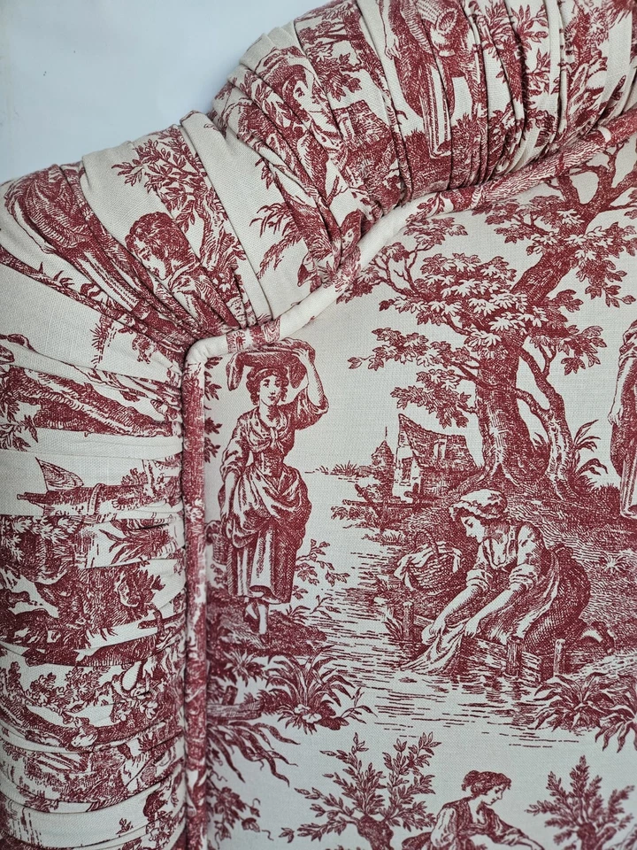 Cabecero Tapizado Queen Rojo Y Beige Inodoro Rústico Europeo Foto 2 de 4