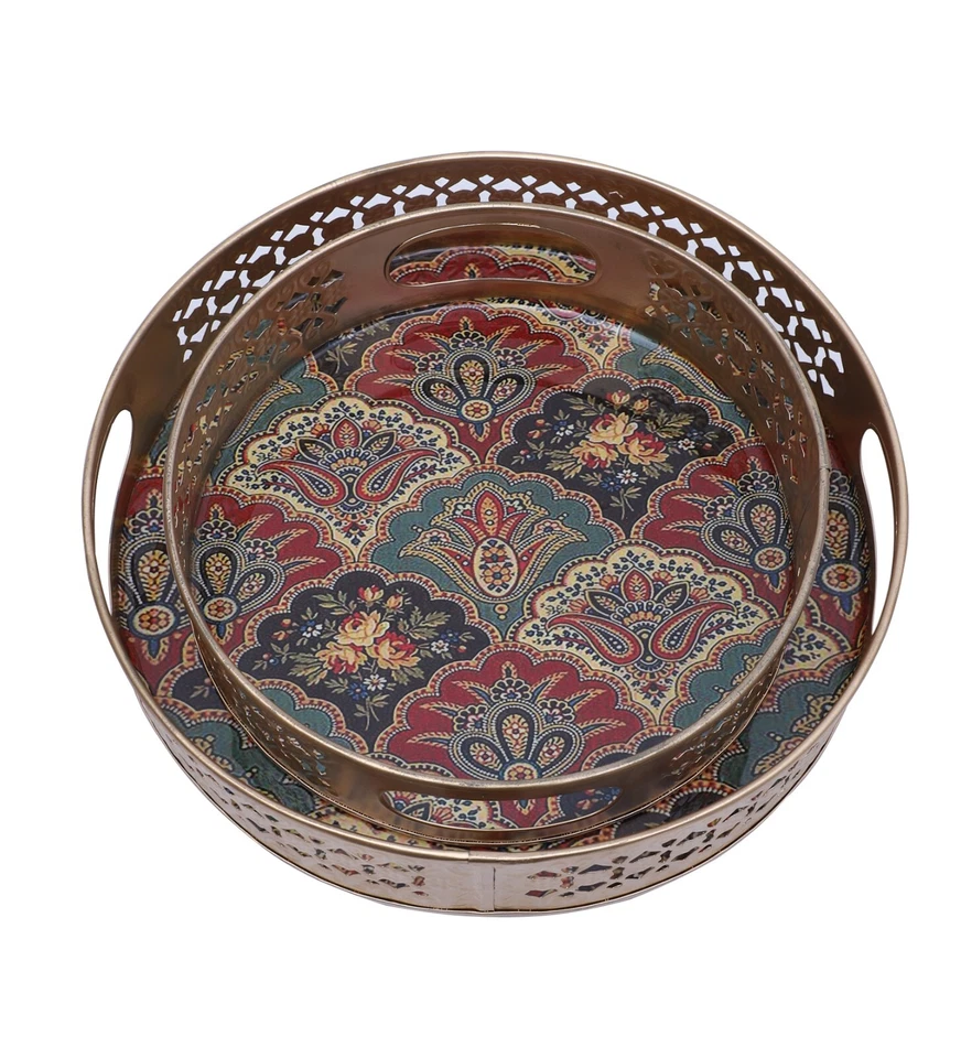 Traditional Design Serving Trays Set (8 Inches & 10 Inches) - Image 4 of 4