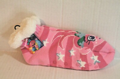 Trolls Poppy Pink Cozy Fuzzy Fleece Socks Girl Shoe Size 4-10 M/L Slippers  NEW