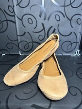 LUCKY BRAND EIKA LEATHER UPPER FLATS Tan Zipper Detail Women size 8 M