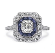 1 CT Cushion Cut CZ Vintage Style Art Deco Engagement Wedding Ring In 925 Silver