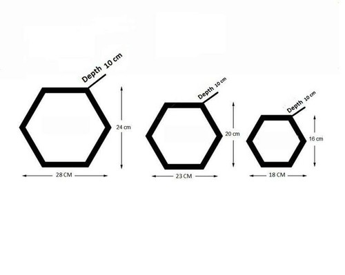 Hexagon wall shelf, set of 3 hexagon wall shelving (Blue & Black) - 第 5/6 張圖片