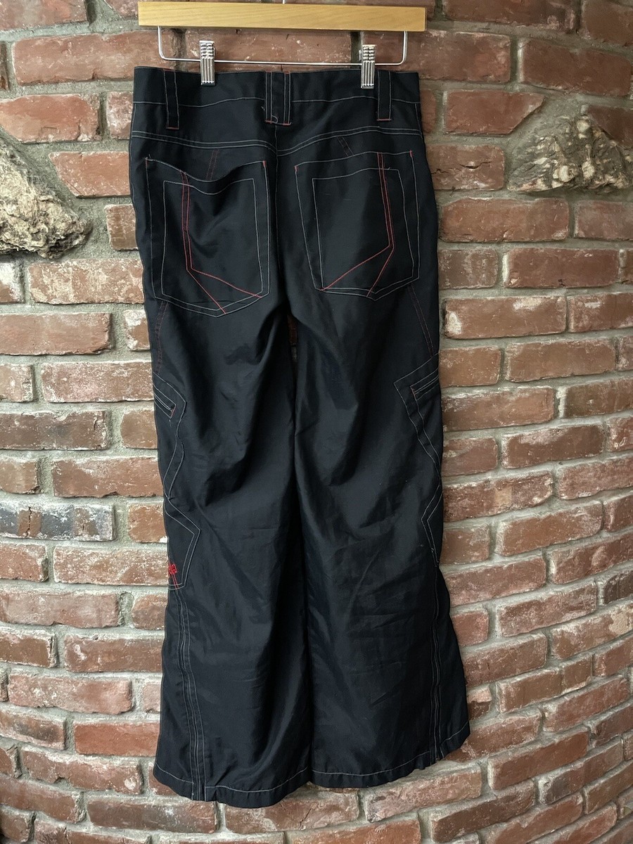 Vintage 90s Y2K Caffeine Rave Nylon Pants Size 1 Wide Leg Cargo