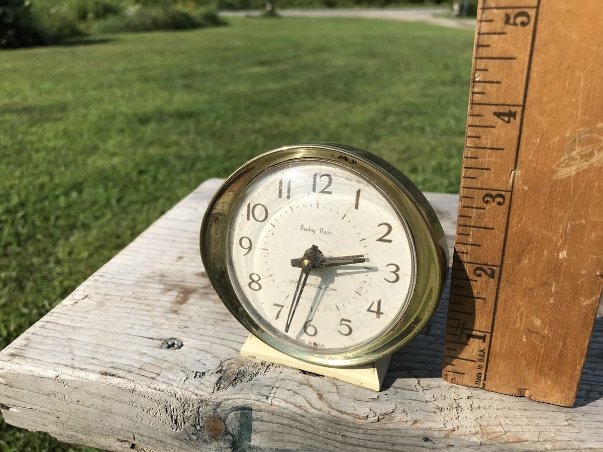 Vtg Westclox Baby Ben Alarm Clock White Style 8 Metal Case