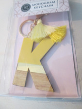 YELLOW LETTER K INITIAL TASSEL KEYCHAIN