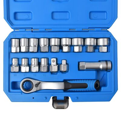 Durchsteck Ratsche Steckschlüssel Satz 17 tlg. Durchsteckknarre 3/8 1/2'' 10-24mm