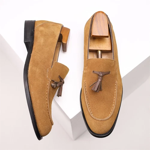 Mens Slip on New Real Suede Leather Tassel British Italian Style Business - Bild 16 von 26