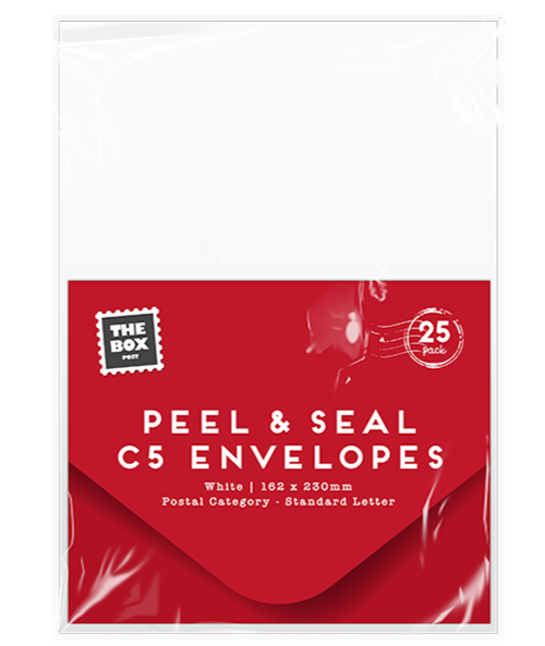White Envelopes White C5 Peel & Seal Envelope 25 pack Shipping Self Seal Strong