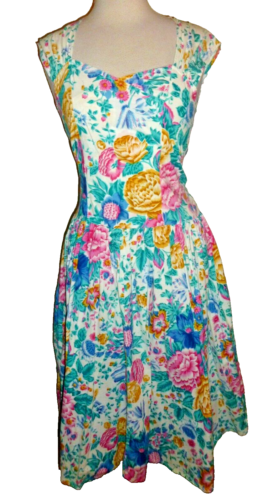 Vintage Sante Dress Garden Party Cotton Dress 34" Chest 28" Waist S Small - Picture 1 of 6