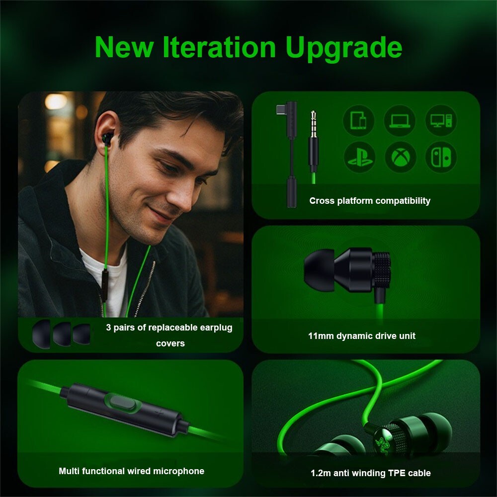 Razer Hammerhead V3 Universal Wired Earbuds In-ear Gaming & Music