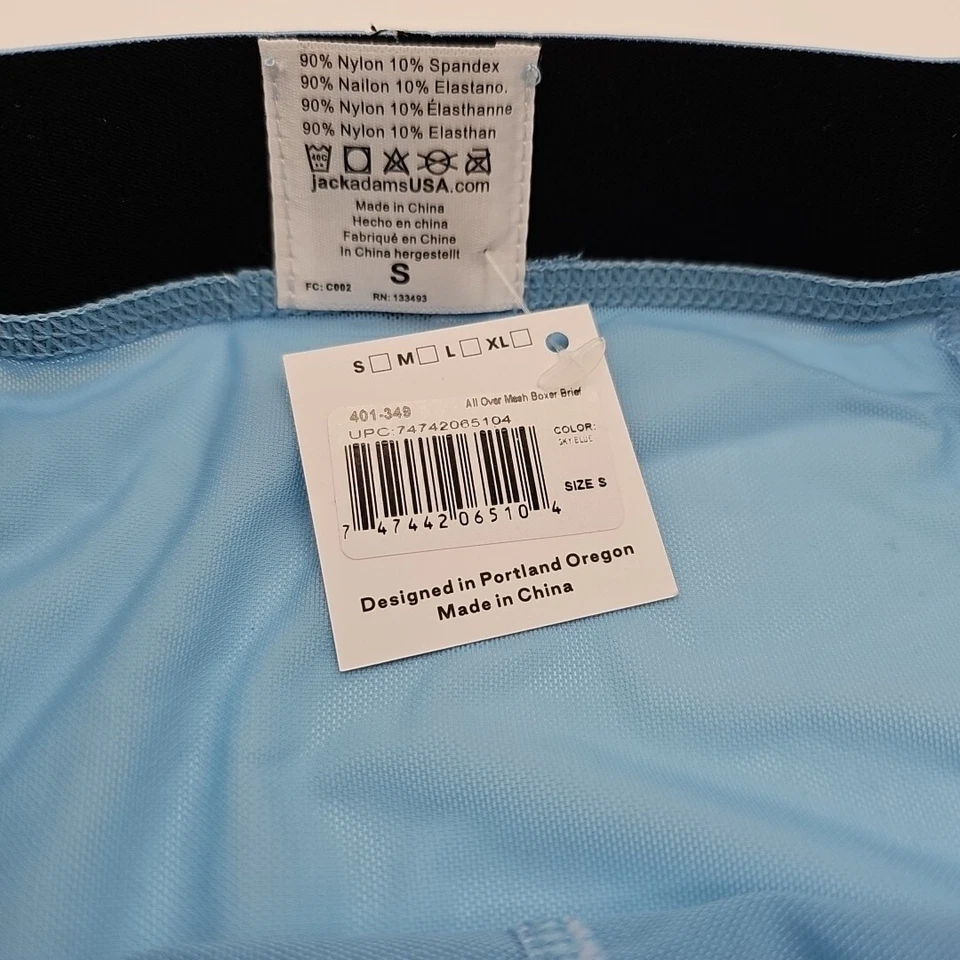 Mens Jack Adams AllOver Mesh Boxer Brief  Underwear Sky Blue NYLON Stretch SMALL - Image 4 of 4
