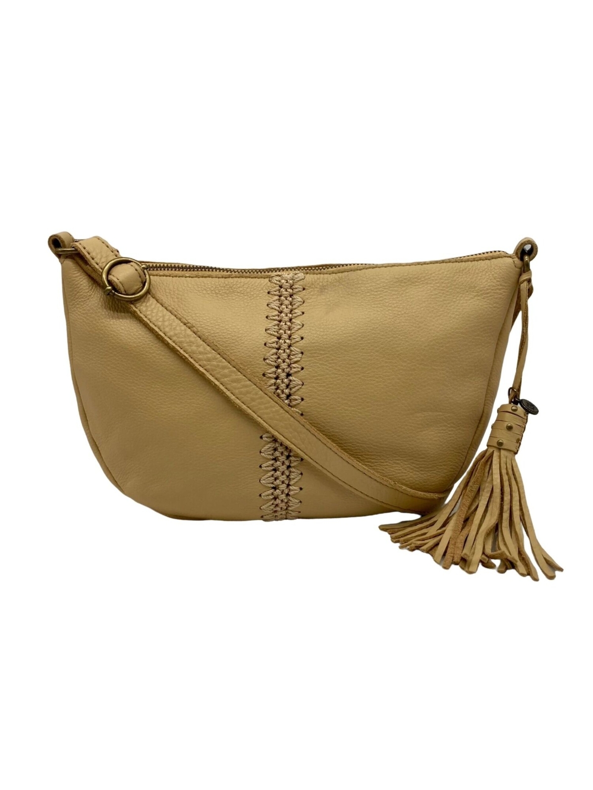 Женский желтый съемный кожаный ремешок через плечо с вязаной деталью в виде кисточки SAK Womens Yellow