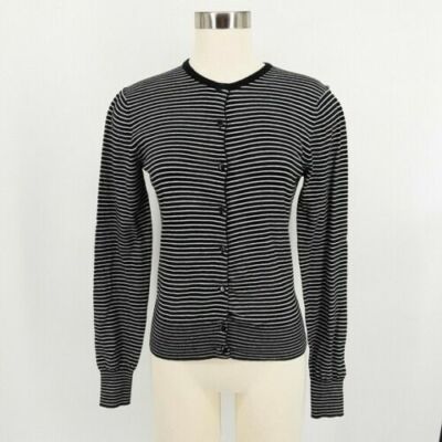 NWT Fate Black White Dennison Striped Button-Front Cardigan