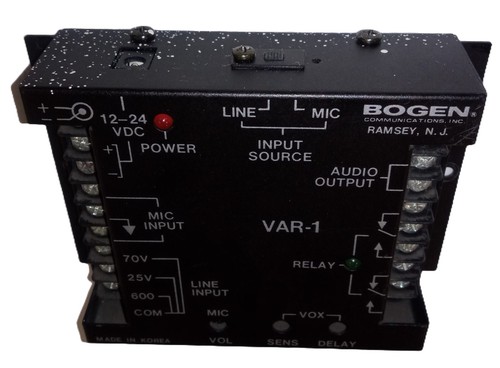 Bogen VAR-1 Voice-Activated Relay VAR1 with Power Supply VOX Relay 12-24 VDC - Imagen 4 de 5