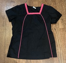 Black with Pink Detail Peaches Scrub Top Size Medium