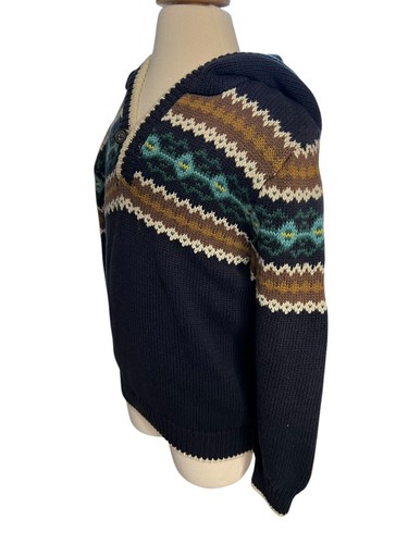 Gymboree Cardigan Knit sweater size 4T Winter Ski Snow Hooded Blue - Picture 2 of 9