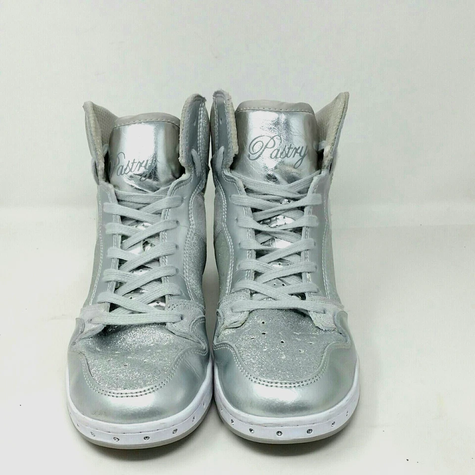Кондитерские женские гламурный пирог блестящий высокий верх кроссовок танец туфли серебро размер 8 США - Изображение 4 из 4