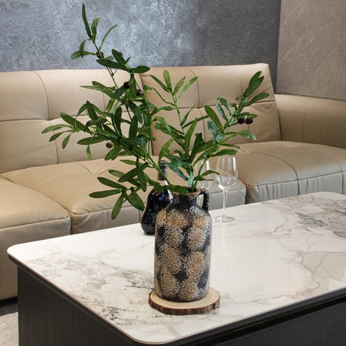 11" Black Rustic Vase Set, Including 27.5'' Faux Olive Branches with 10 Stems... - Picture 8 of 9