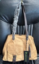 Sophia Visconti Camel Tan Brown Leather Dr's Style Frame Shoulder Bag Satchel 19
