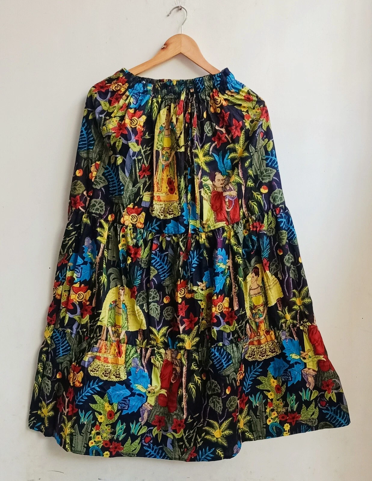 Indian Black Frida Frill Skirt Cotton Skirt, Long Skirt, Free Size Beach Wear AU