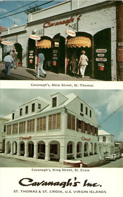 Cavanagh's, Main Street, St. Thomas, King Street, St. Croix, Postcard