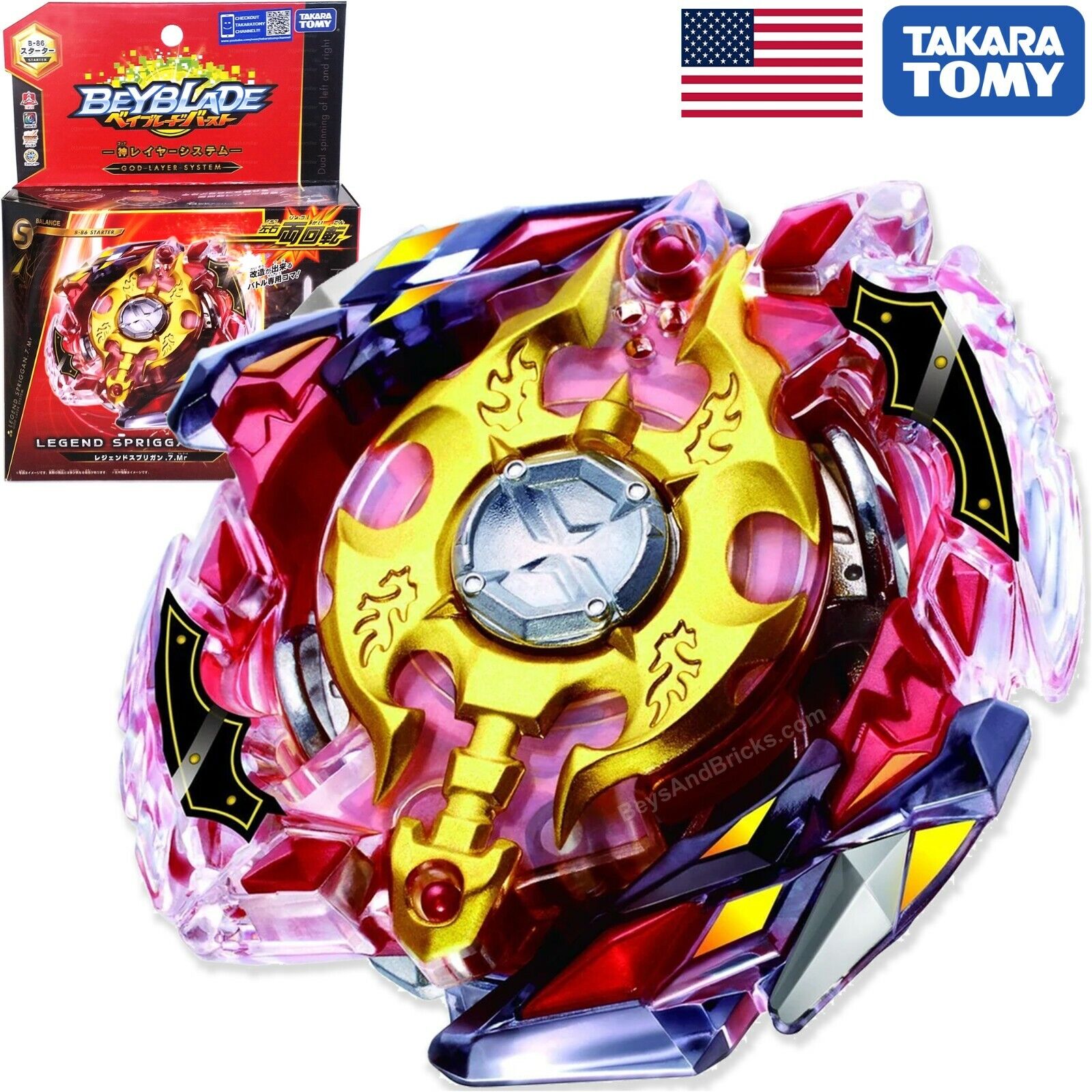 TAKARA TOMY Legend Spriggan / Spryzen .7.MR Burst God Beyblade B-86 - USA SELLER