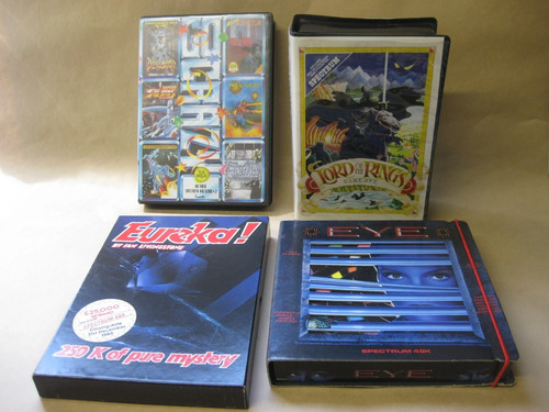4 Vintage Spielekassetten für Spectrum ~ Herr der Ringe & Buch, Go Crazy, Auge