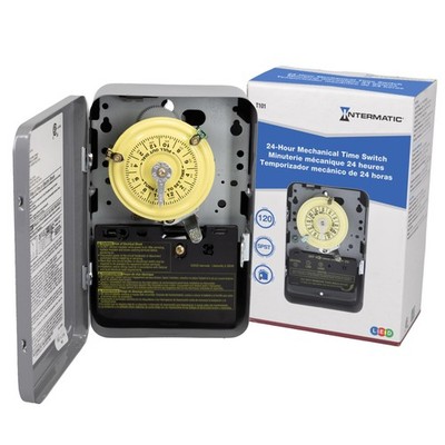 Intermatic T101 24Hour Mechanical Timer Switch  120V SPST, Indoor Metal Enclo...