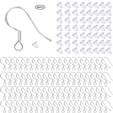 100 Pcs / 50 Pairs 925 Sterling Silver Earring Hooks, Hook Ear Wires Clear