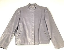 VTG Calvin Klein Collection Silver/gray Leather Jacket Made In Italy Women s 6
