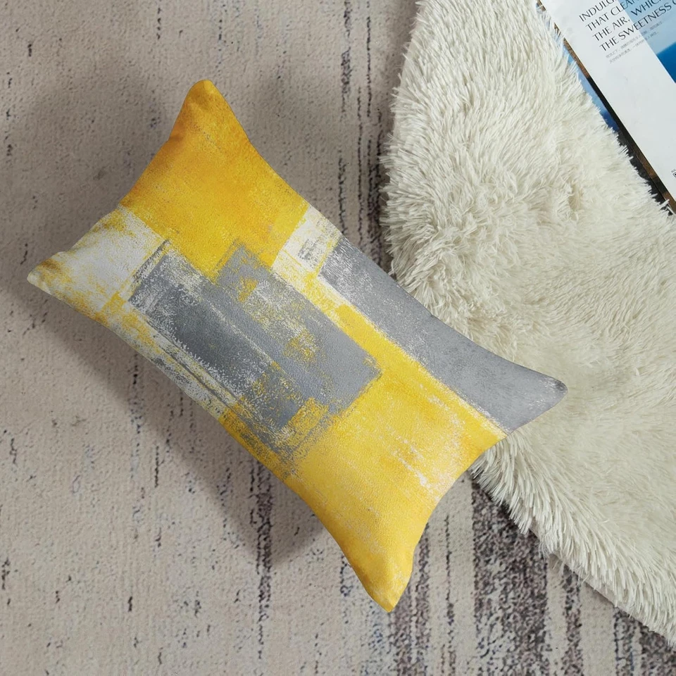 Throw Pillow Covers Modern Home Decor Set of 2 12x20 Abstract Oil Painting - Image 4 of 4