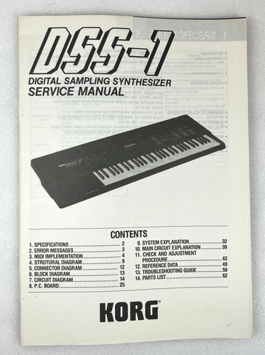 Korg DSS-1 Synthétiseur d'échantillonnage numérique manuel de service schémas circuits pièces - Photo 1/3