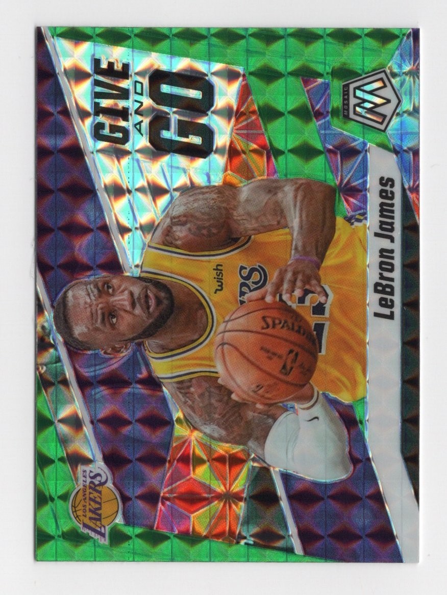 Lebron James 2019-20 Mosaic Give & Go #8 Green Prizm Parallel Insert Lakers NM