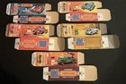 5 ORIGINAL FLAT LESNEY MATCHBOX SUPERFAST EMPTY PICTURE BOXES 1 4 14 26 & 38