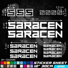 SARACEN Vinyl Decal Stickers Sheet Bike Frame Cycle Cycling Bicycle MTB Mod MX