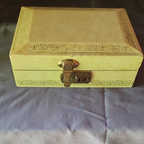 Vintage Beige Stackable Wood Jewelry Box with Velvet Satin Compartments