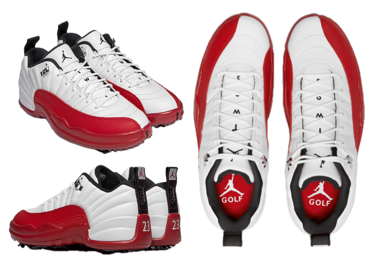 Nike Air Jordan 12 Retro Golf Shoes Cherry Red Edition