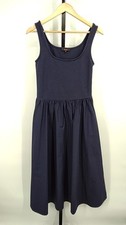 Quince Women Cotton Mixed Media Tank Dress Navy S
