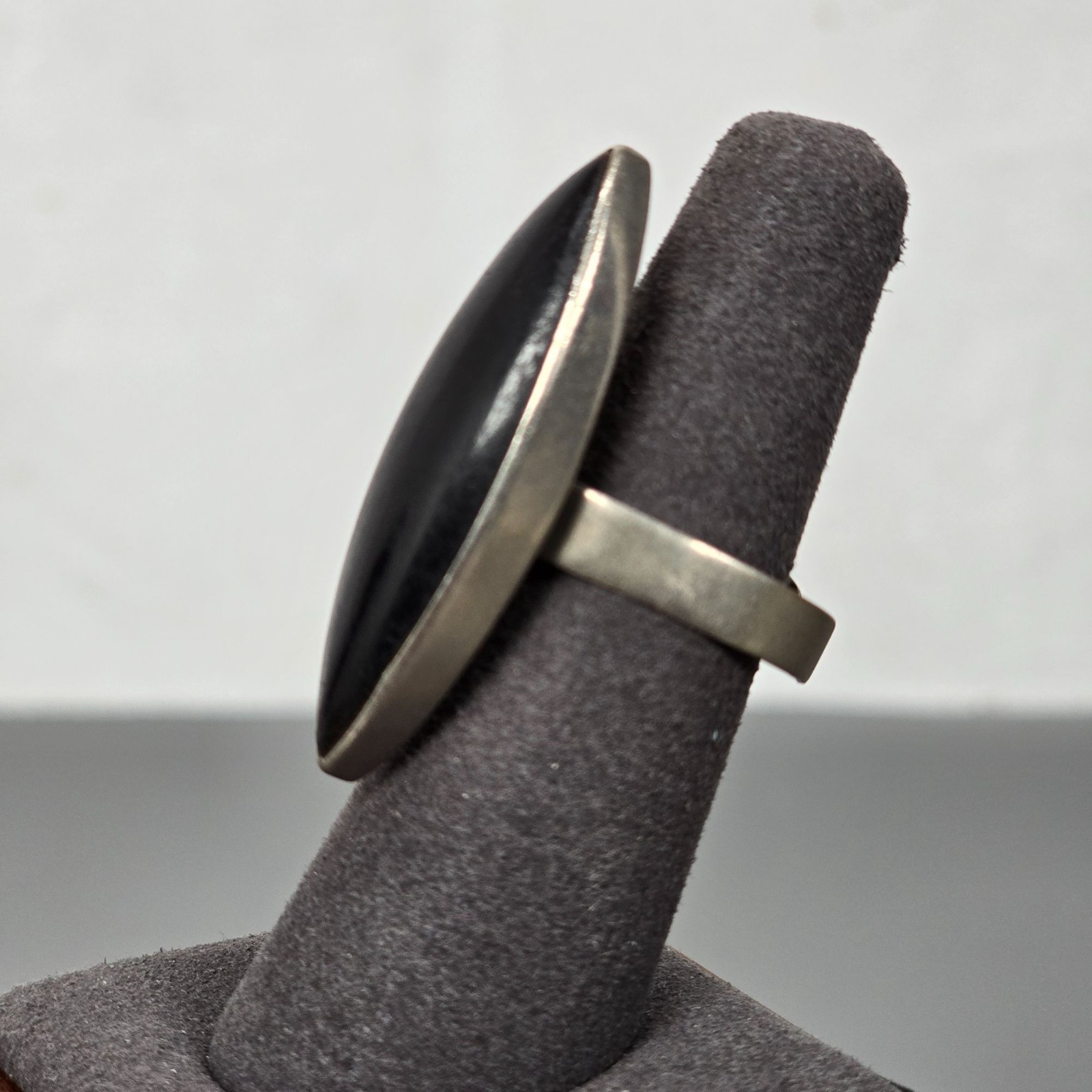 Statement Silver-Tone Adjustable Marquise Black O… - image 2