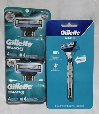 Gillette Mach-3 Mens Razor 1 Handle and 9 Cartridges Refills