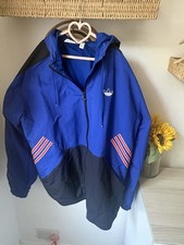 Adidas Blue Windbreaker Jacket Size L Retro Style Hooded Zip Size L