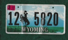 12-5820 WYOMING, American Licence Plate 12"x6"