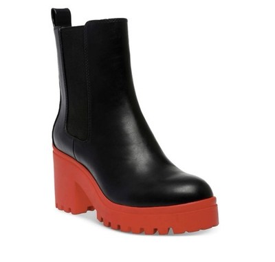 Wild Pair Women's Black Red Brooklan Chelsea Bootie Shoes Size 7M
