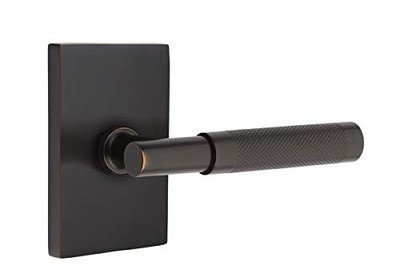 Emtek Select Passage, Rectangular Rosette, T-Bar Stem, Knurled Handle US10B LH