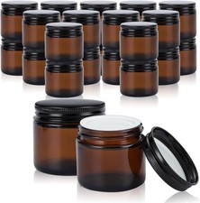4oz Amber Glass Jars with Lids - 24 Pack Cosmetic Containers for Travel, Cream